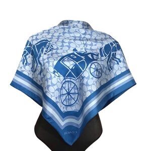 Coach Blue Monogram Horse And Carriage Square Scarf